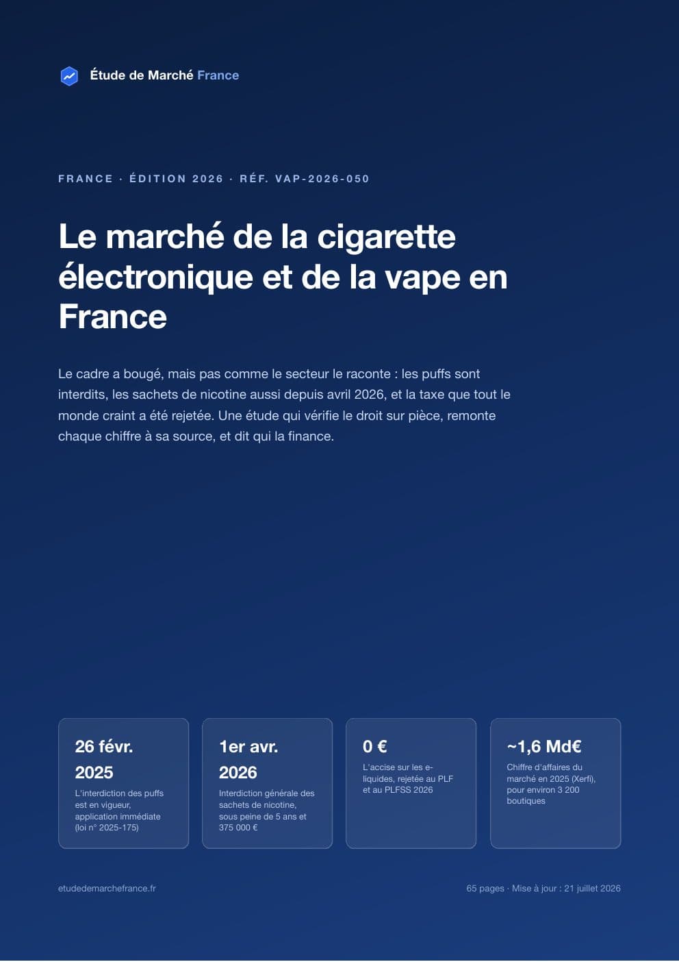 Page 1 de l'extrait de Le marché de la cigarette électronique et de la vape en France · Étude 2026