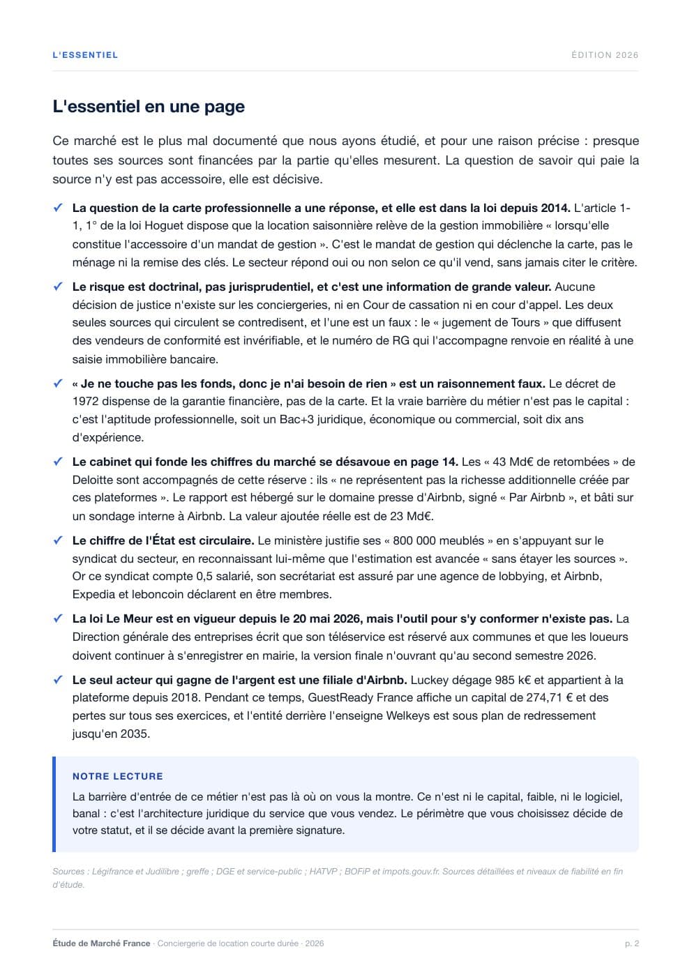 Page 2 de l'extrait de Le marché de la conciergerie de location courte durée en France · Étude 2026