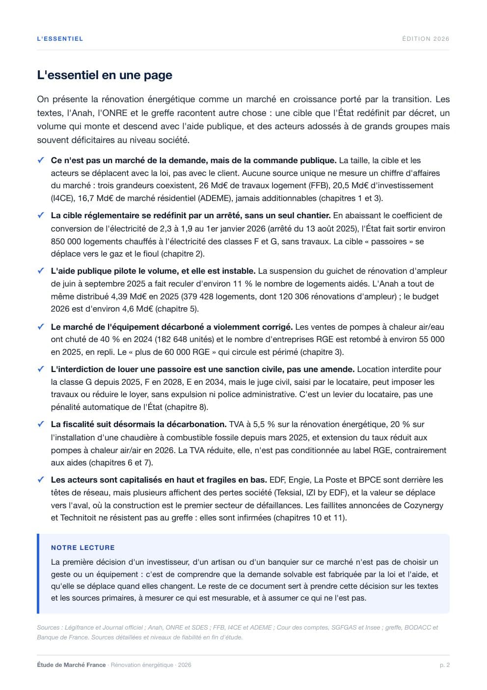 Page 2 de l'extrait de Le marché de la rénovation énergétique en France · Étude 2026