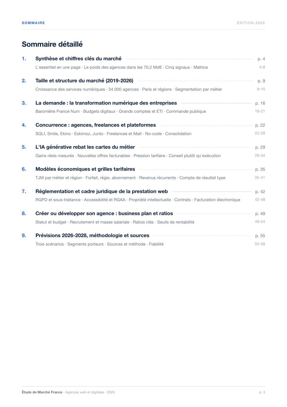 Page 3 de l'extrait de Le marché des agences web et digitales en France · Étude 2026