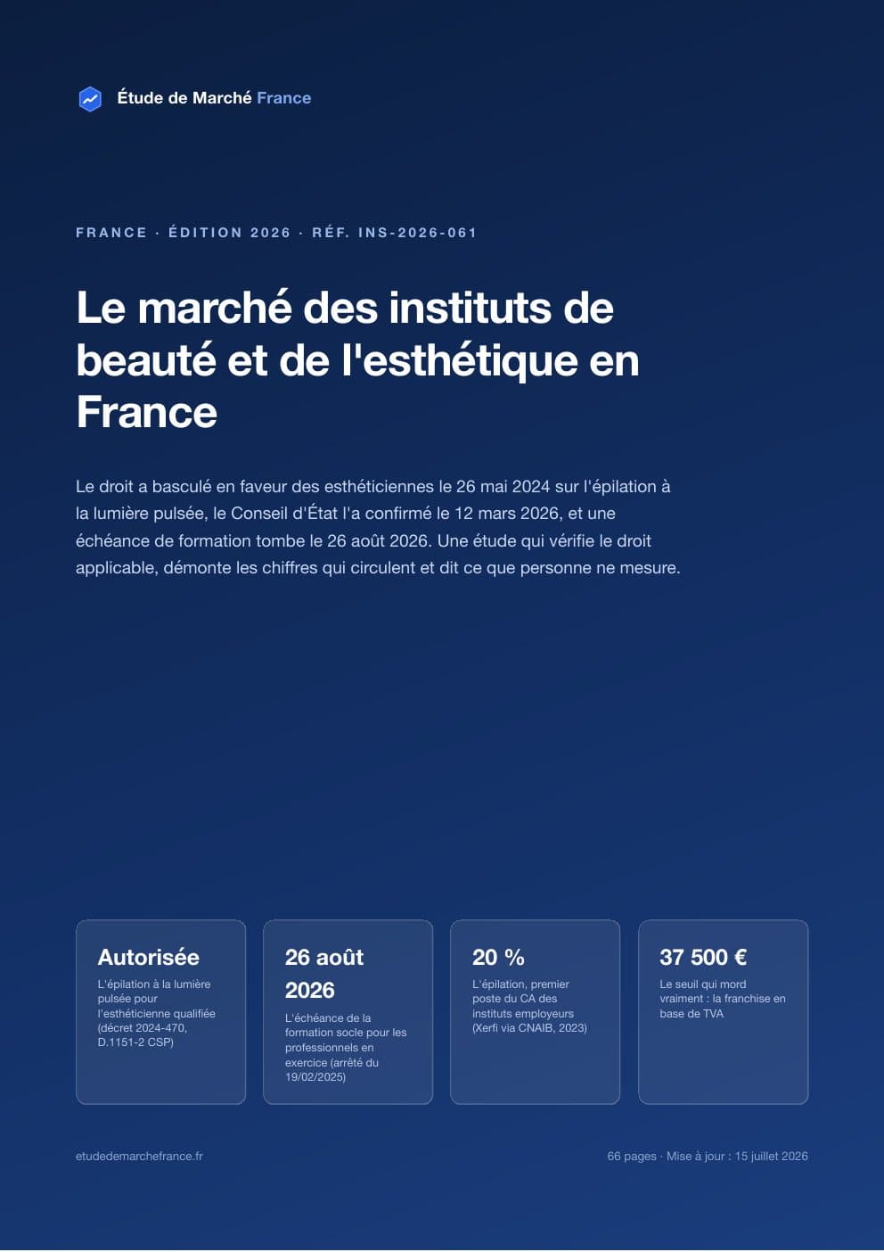 Page 1 de l'extrait de Le marché des instituts de beauté en France · Étude 2026