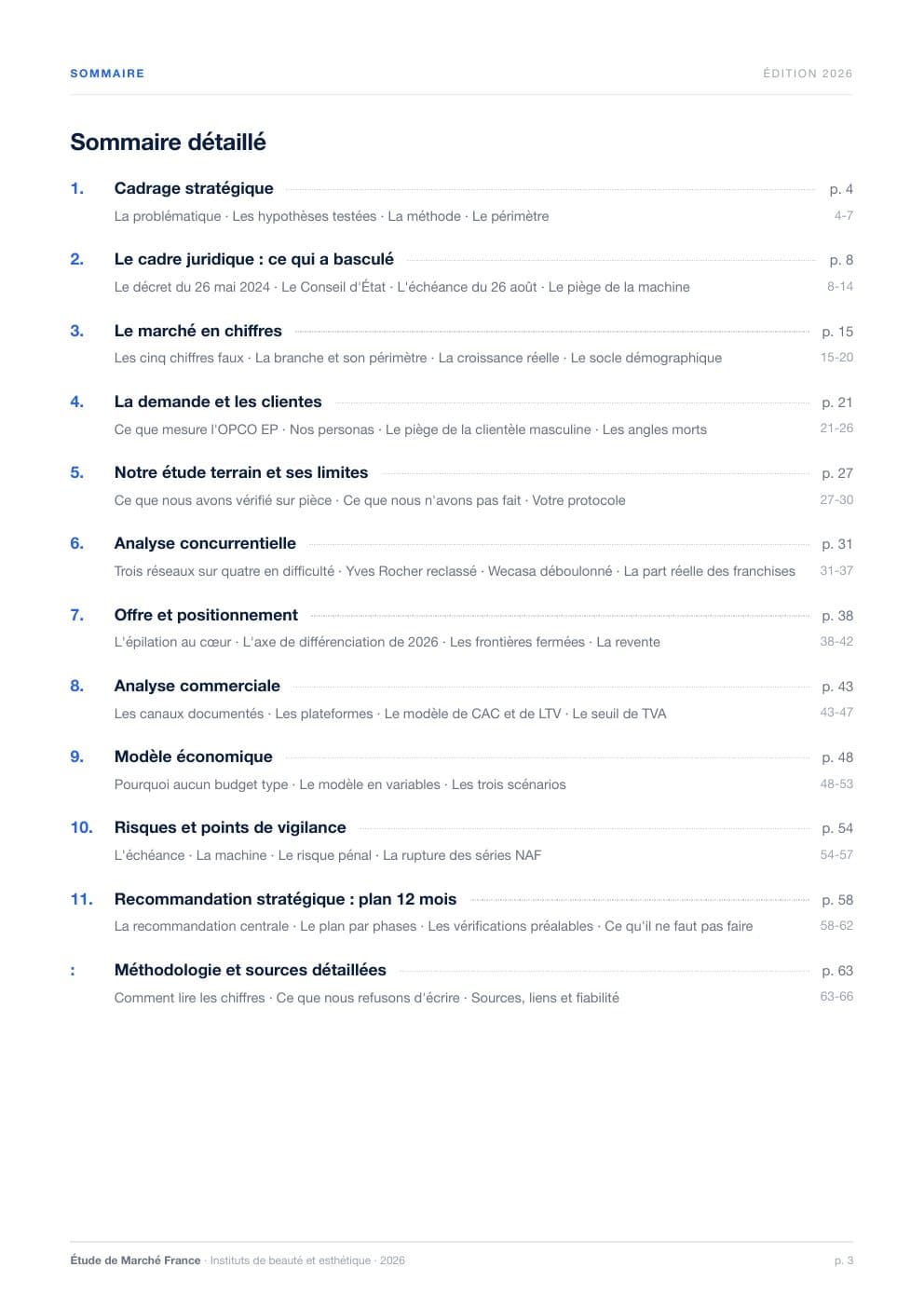Page 3 de l'extrait de Le marché des instituts de beauté en France · Étude 2026