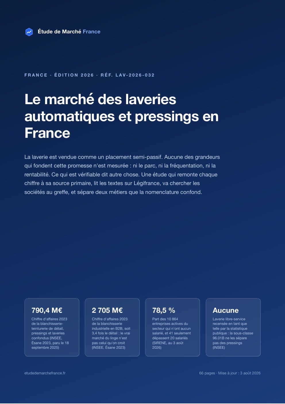 Page 1 de l'extrait de Le marché des laveries automatiques et pressings en France · Étude 2026