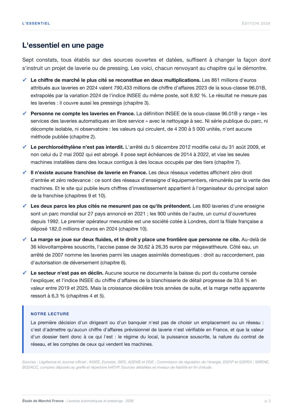 Page 2 de l'extrait de Le marché des laveries automatiques et pressings en France · Étude 2026