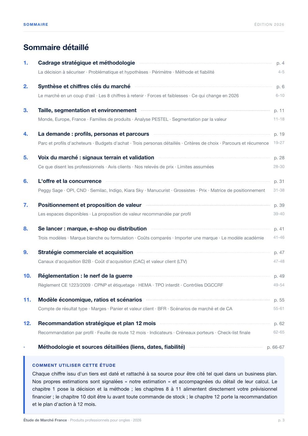 Page 3 de l'extrait de Le marché des produits professionnels pour ongles en France · Étude 2026