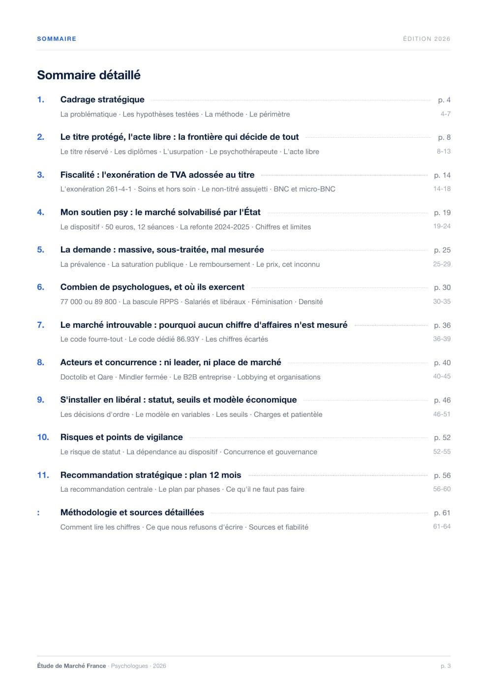 Page 3 de l'extrait de Le marché des psychologues en France · Étude 2026