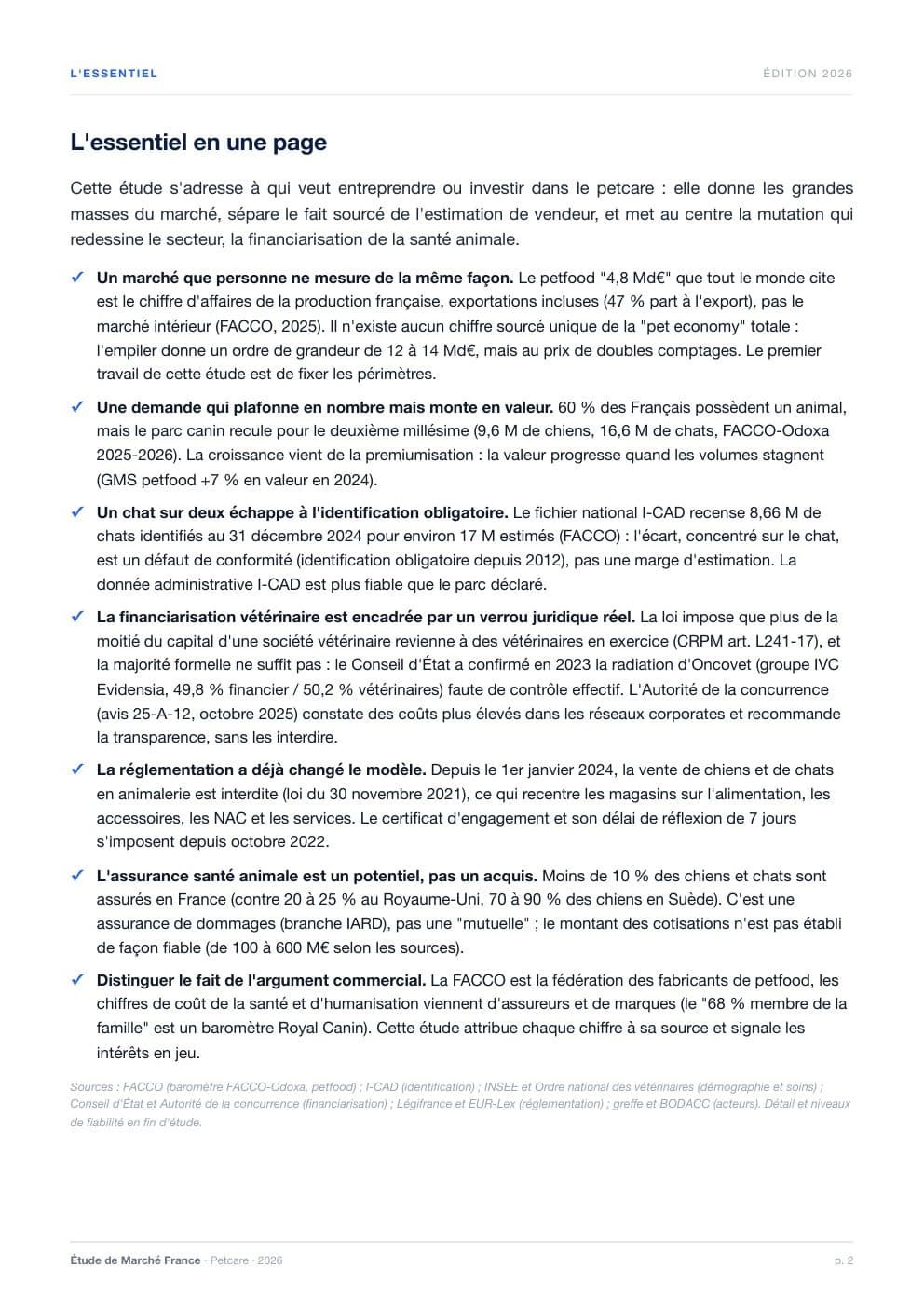Page 2 de l'extrait de Le marché du petcare en France · Étude 2026