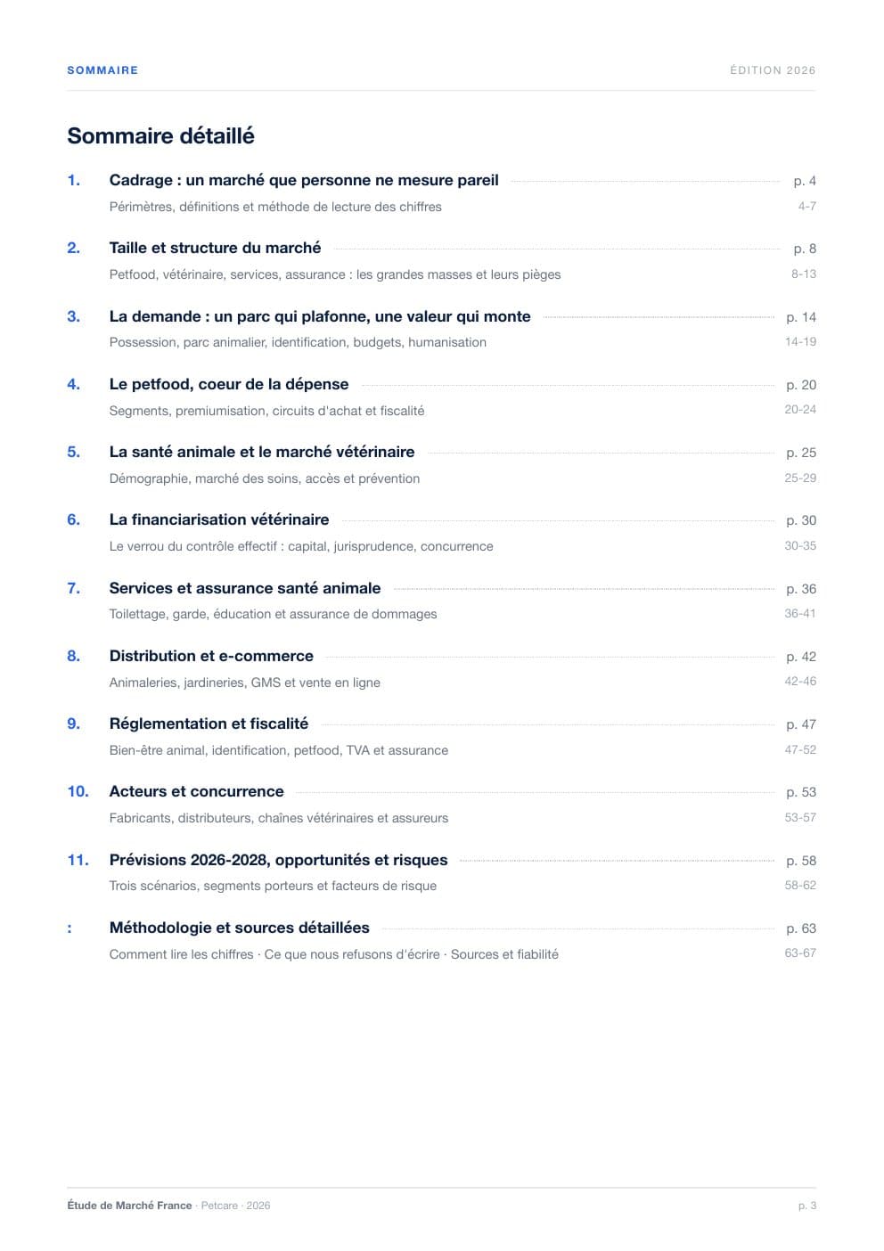 Page 3 de l'extrait de Le marché du petcare en France · Étude 2026